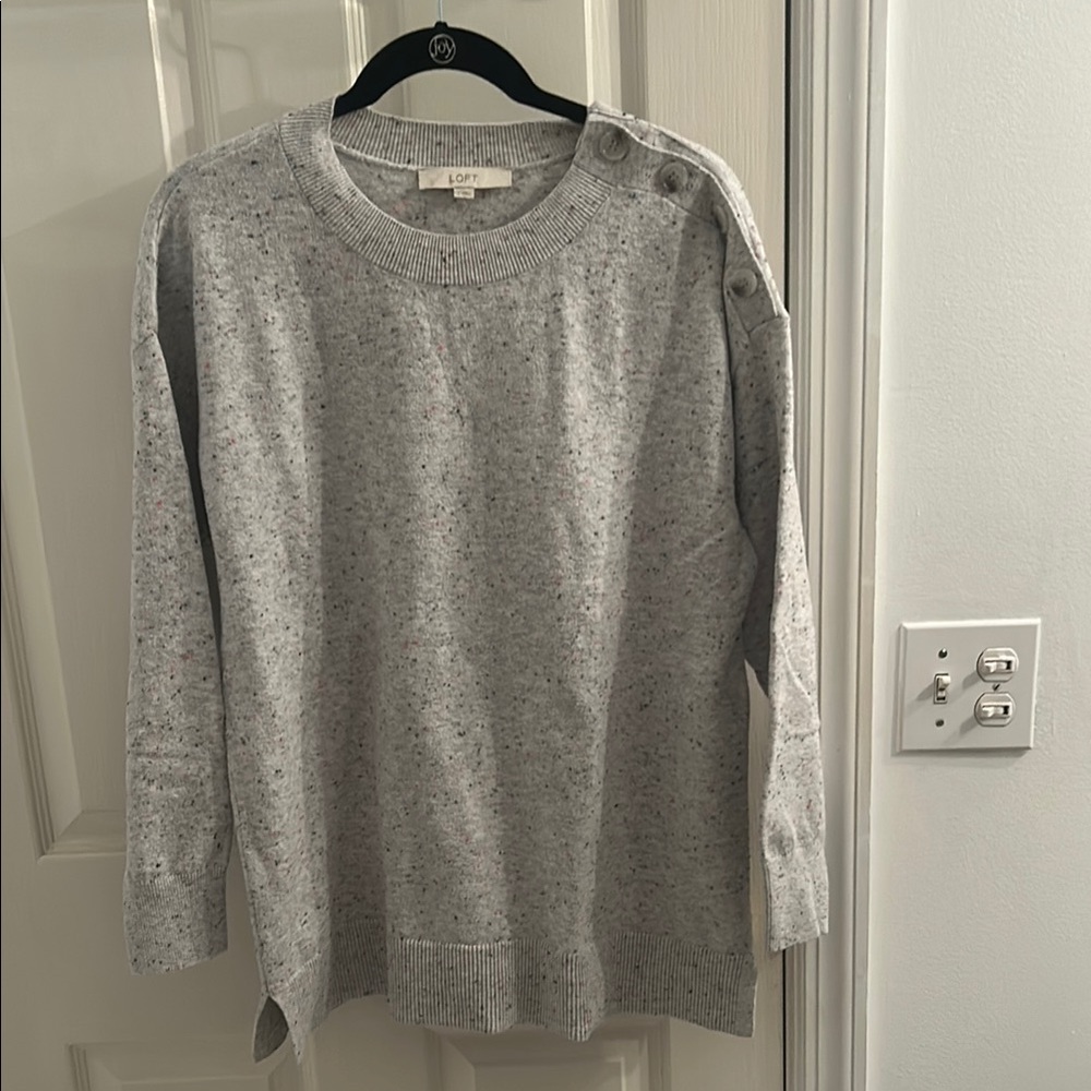 LOFT Heathered Knit Sweater with Button Accents